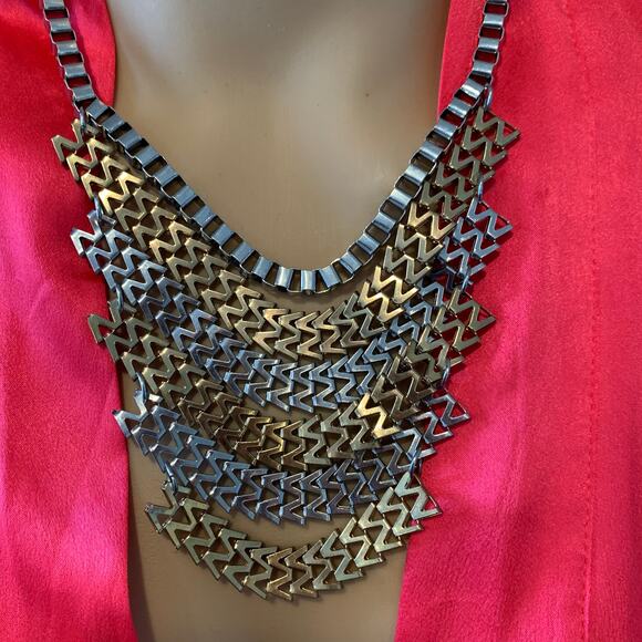 Gold and Silver Statement Necklace - Picture 3 of 5
